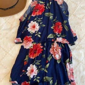 Forever 21 backless floral romper